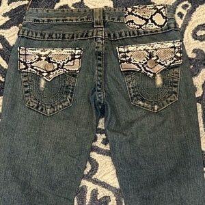 True Religion Vintage Snake Skin textured Print Women Denim Jeans sz 25